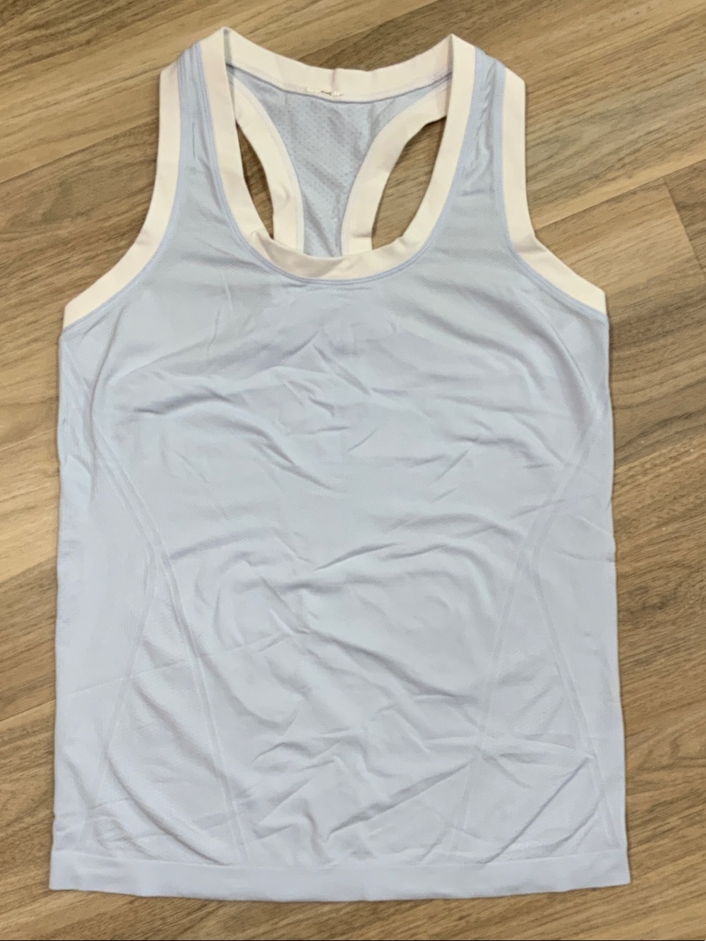 Athleta Light Blue Racerback Tank with White Trim